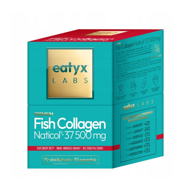 eatyx Fish Collagen Naticol kolagen w saszetkach suplement diety Hibiskus Granat 30x2.5g