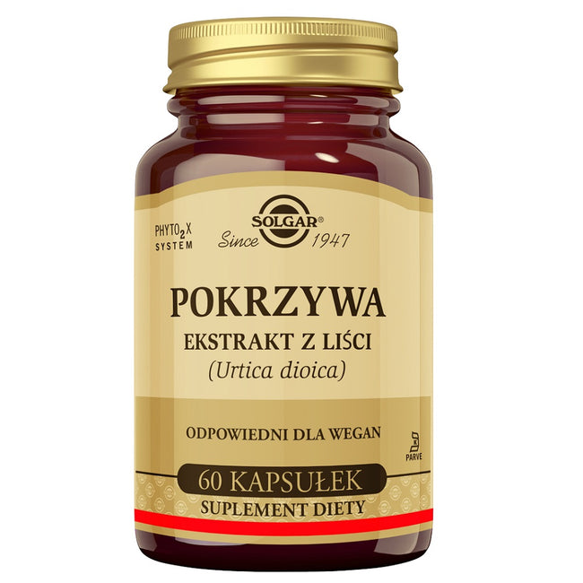 Solgar Pokrzywa ekstrakt z liści suplement diety 60 kapsułek