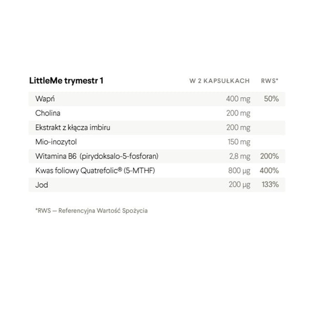 HealthLabs LittleMe formuła wspierająca prawidłowy rozwój ciąży trymestr 1 suplement diety 60 kapsułek
