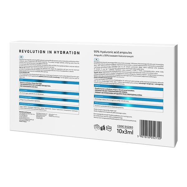 APIS Rewolucja w Nawilżeniu ampułki z kwasem hialuronowym 4D 99% 10x3ml