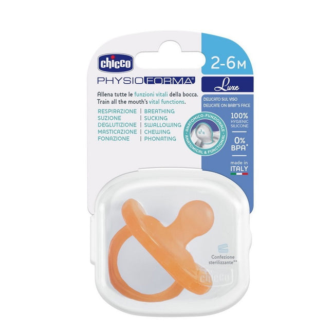 Chicco PhysioForma Luxe smoczek silikonowy uspokajający 2-6m Pomarańczowy
