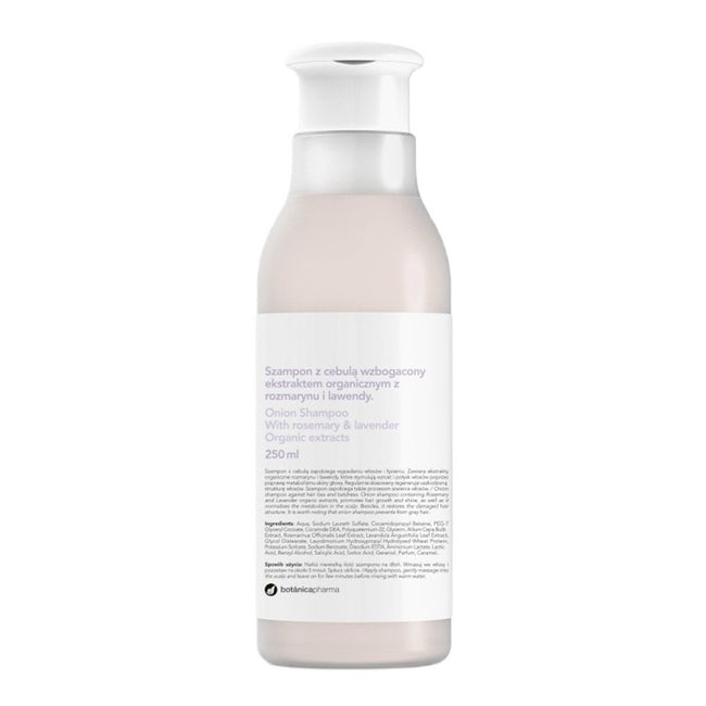 Botanicapharma Szampon z cebulą wzbogacony ekstraktem organicznym z rozmarynu i lawendy 250ml