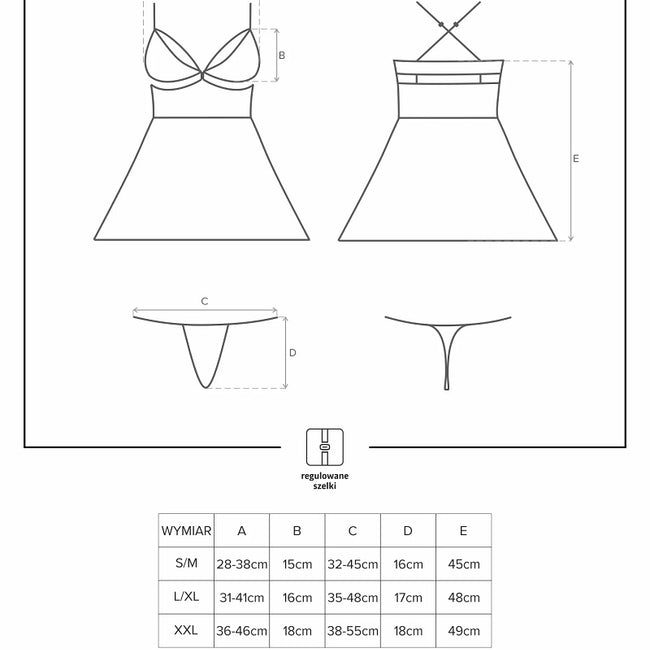Obsessive 838-BAB-3 babydoll i stringi Red S/M