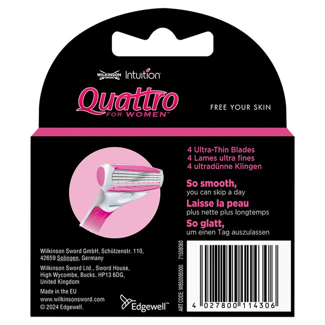Wilkinson Quattro For Women wkłady do maszynki z 4 ostrzami dla kobiet 3szt