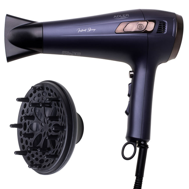 Adler Suszarka do włosów ze zwijanym przewodem + dyfuzor 2400W AD 2273 Fioletowa