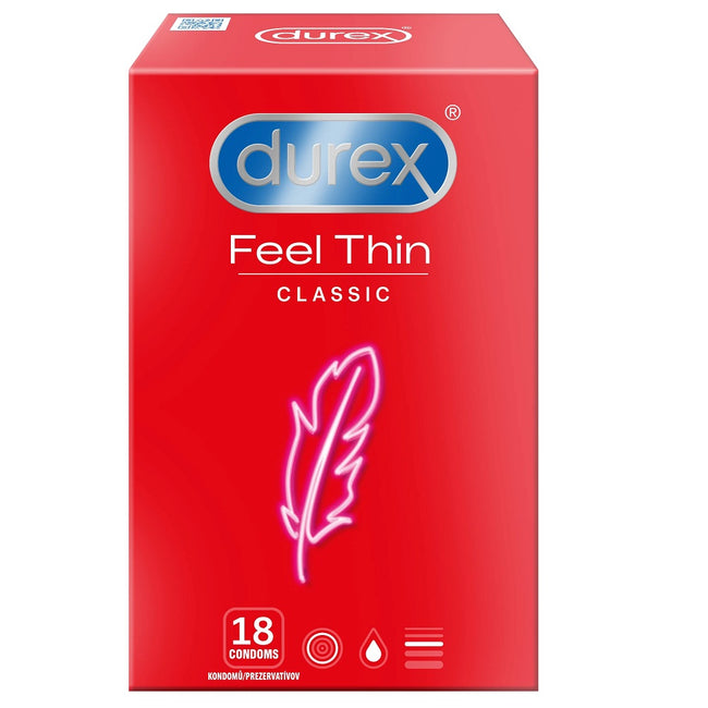 Durex Feel Thin Classic cienkie prezerwatywy lateksowe 18szt
