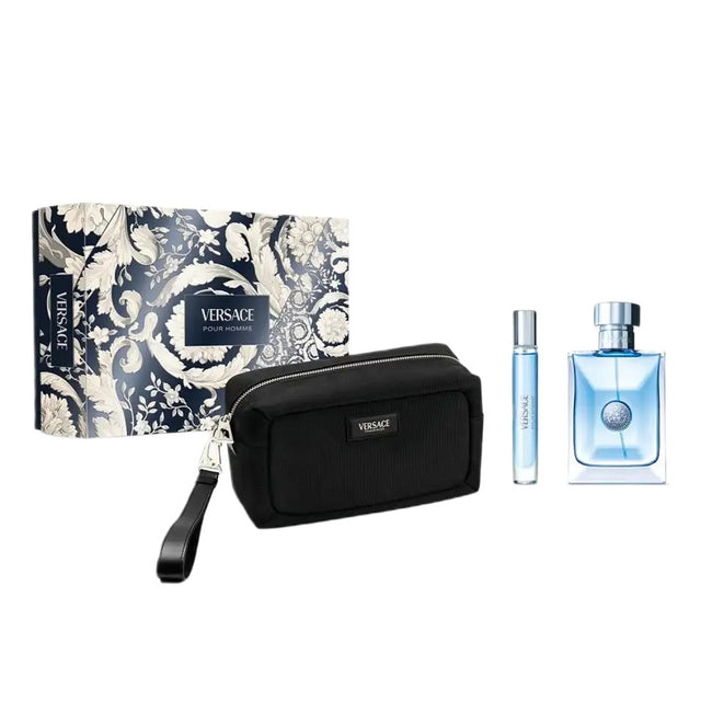 Versace Pour Homme zestaw woda toaletowa spray 100ml + woda toaletowa spray 10ml + kosmetyczka