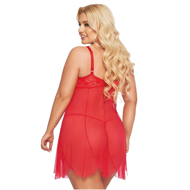 SoftLine Collection Carla romantyczna koszulka ze stringami Red XL