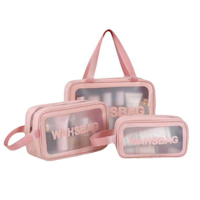 Ecarla Washbag zestaw 3 kosmetyczek Pudrowy Róż KS83