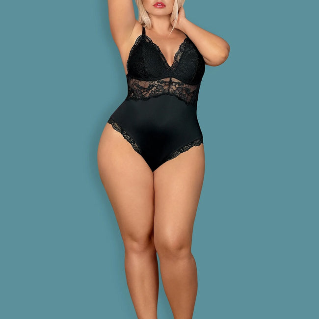 Obsessive 810-TED-1 zmysłowe body z koronką Black L/XL
