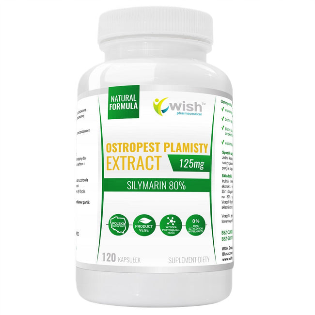 WISH Pharmaceutical Ostropest Plamisty Extract 125mg suplement diety 120 kapsułek