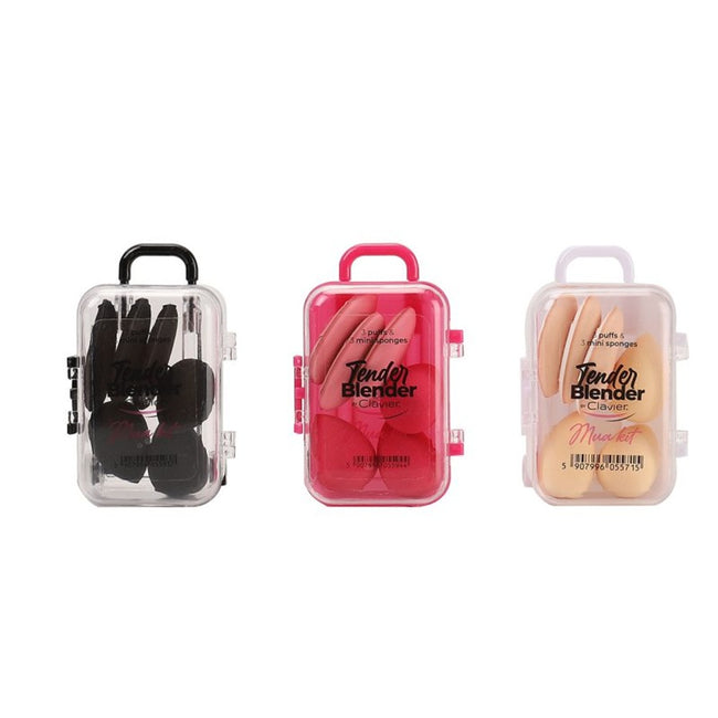 Clavier Tender Blender Mua Kit zestaw mini gąbek do makijażu w walizeczce Pink 6szt.