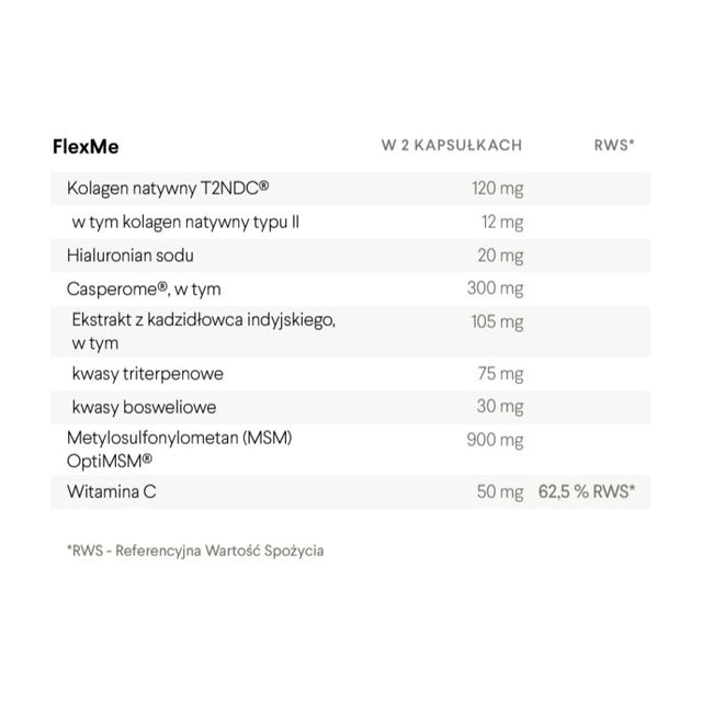 HealthLabs FlexMe wspomagający prawidłowe funkcjonowanie stawów i poprawę elastyczności układu kostno-stawowego suplement diety 60 kapsułek