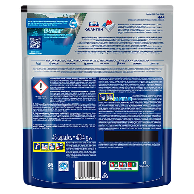 Finish Quantum Fresh kapsułki do mycia naczyń w zmywarce 46szt