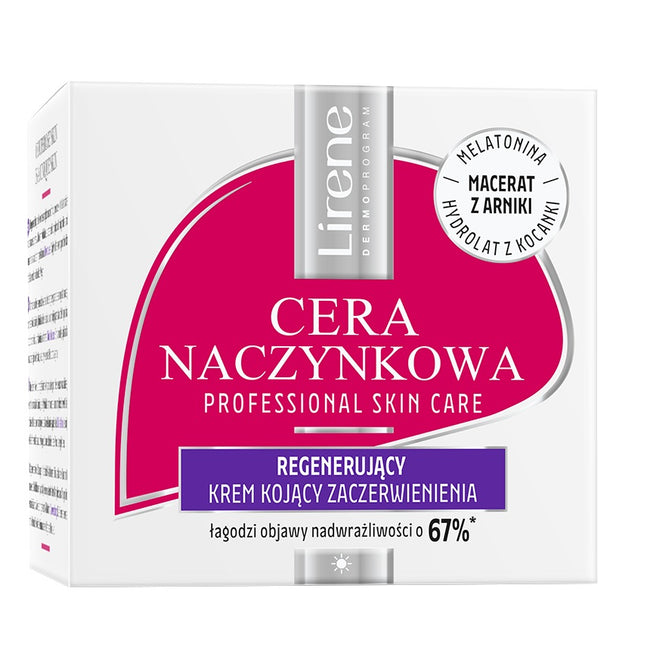 Lirene Cera Naczynkowa regenerujący krem kojący zaczerwienienia na noc  50ml