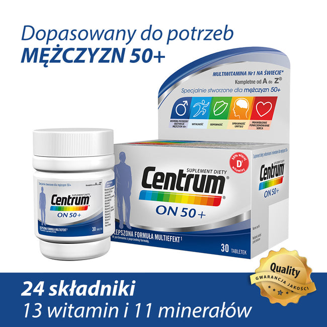 Centrum On 50+ witaminy i minerały dla mężczyzn po 50. roku życia suplement diety 30 tabletek