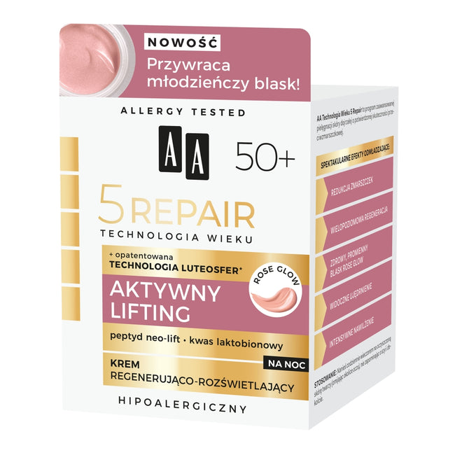 AA Technologia Wieku 5Repair 50+ Aktywny Lifting krem na noc regenerująco-rozświetlający 50ml
