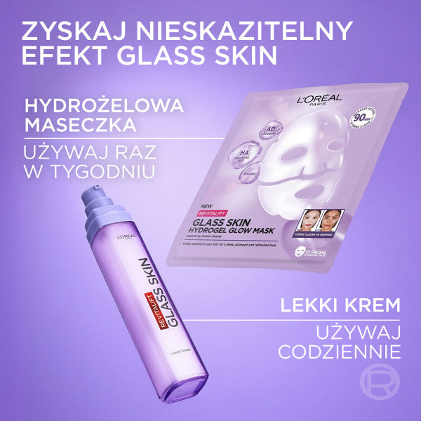 L'Oreal Paris Revitalift Filler Glass Skin rozświetlająco-nawilżająca maska hydrożelowa 25g