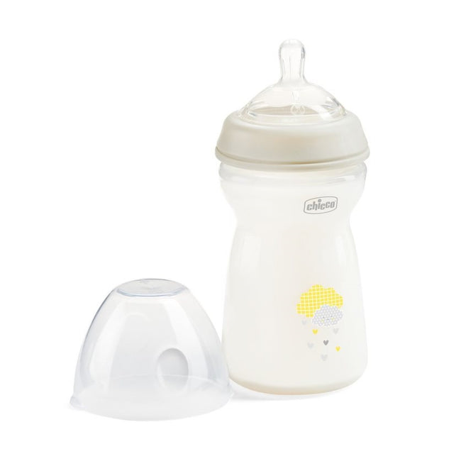 Chicco NaturalFeeling butelka plastikowa ze smoczkiem silikonowym przepływ szybki 6m+ 330ml