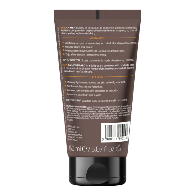 AA Men Beard nawilżający żel myjący do twarzy z zarostem 150ml