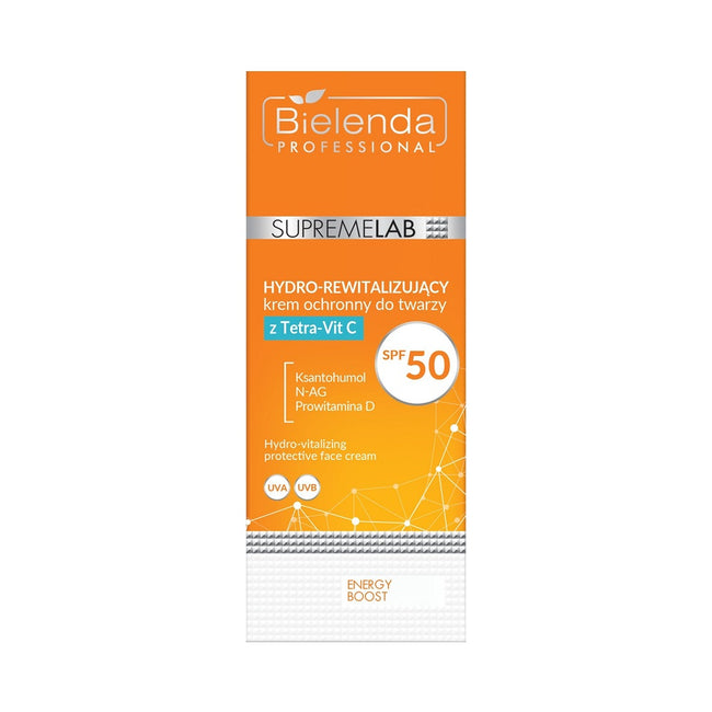Bielenda Professional SupremeLab Energy Boost hydro-rewitalizujący krem ochronny do twarzy z Tetra-Vit C SPF50 40ml