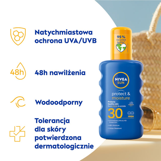 Nivea Sun Protect & Moisture nawilżający balsam w sprayu do opalania SPF30 200ml