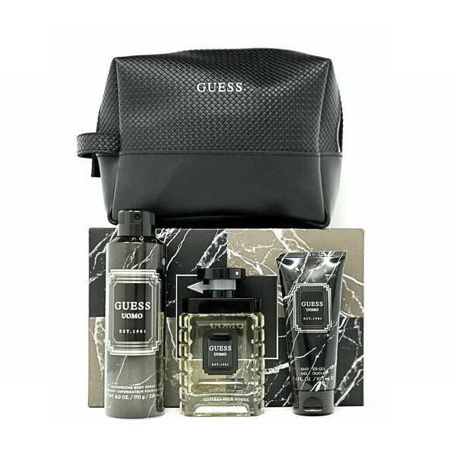Guess Uomo zestaw woda toaletowa spray 100ml + dezodorant spray 226ml + żel pod prysznic 100ml + kosmetyczka