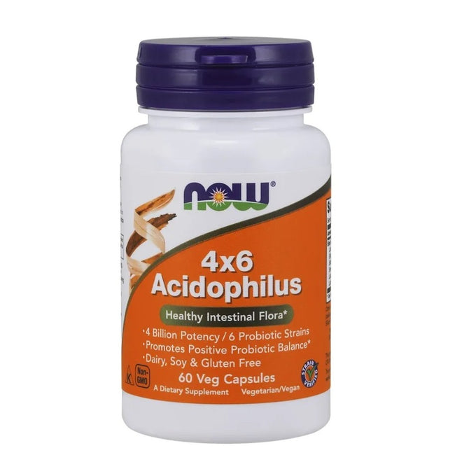 Now Foods Acidophilus 4X6 probiotyk suplement diety 60 kapsułek