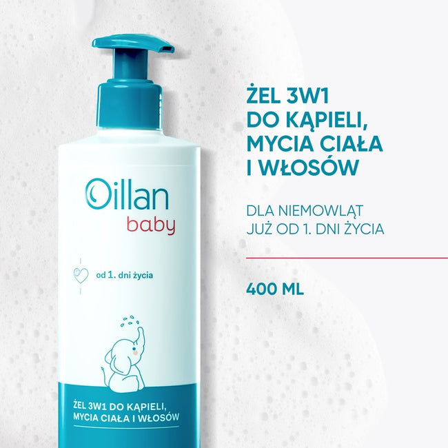 Oillan Baby żel 3w1 do kąpieli mycia ciała i włosów 400ml