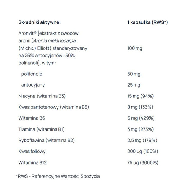 AronPharma Yanesse B Complex kompleks witamin B z aronią suplement diety 60 kapsułek