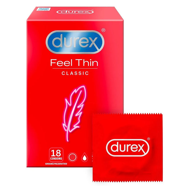 Durex Feel Thin Classic cienkie prezerwatywy lateksowe 18szt