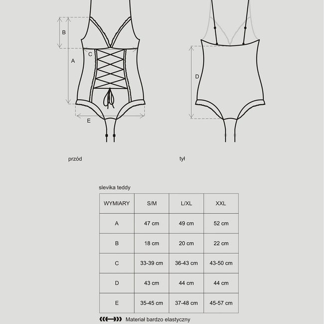 Obsessive Slevika Teddy ponętne body Black XXL