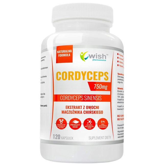 WISH Pharmaceutical Cordyceps 750mg suplement diety 120 kapsułek