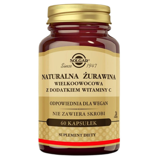 Solgar Naturalna żurawina z dodatkiem witaminy C suplement diety 60 kapsułek