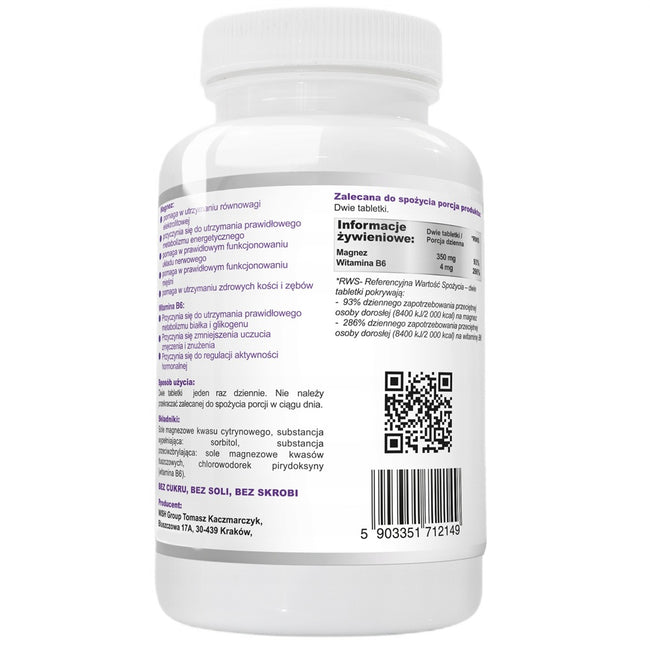 WISH Pharmaceutical Magnez Strong + Witamina B6 suplement diety 120 tabletek