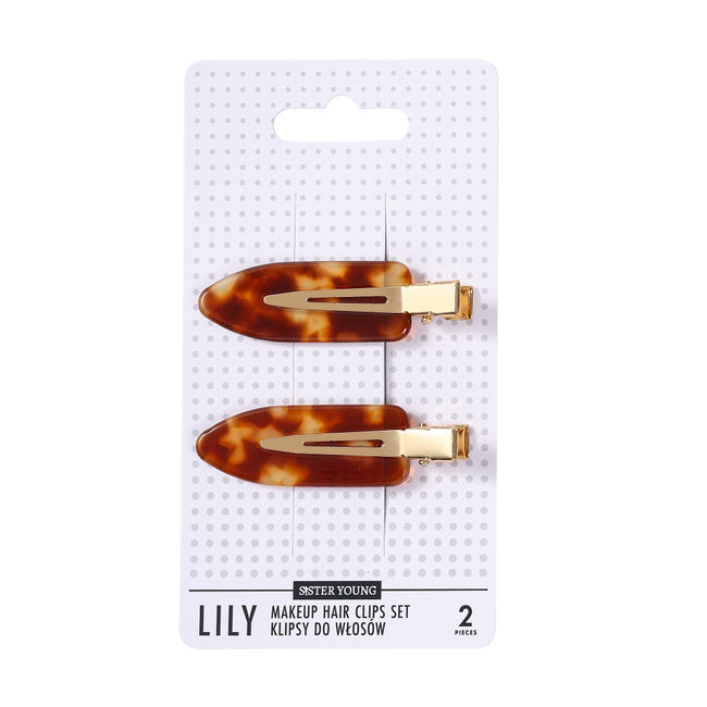 Sister Young Lily klipsy do włosów do makijażu Dark Brown 2szt