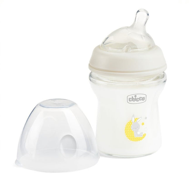 Chicco NaturalFeeling butelka szklana ze smoczkiem silikonowym przepływ wolny 0m+ 150ml