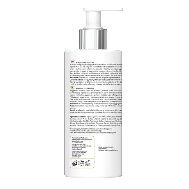 APIS Adeno-C Flash Glow krem do masażu twarzy z witaminą C i kwasem ferulowym 300ml