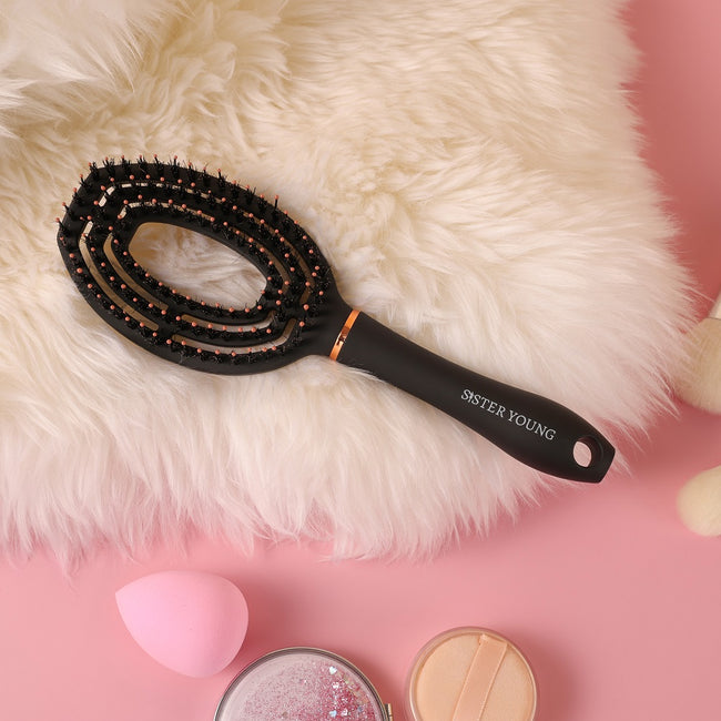 Sister Young Coco Hair Brush szczotka do włosów z włosiem dzika Black