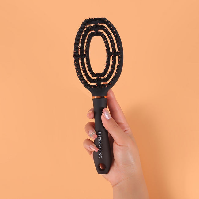 Sister Young Coco Hair Brush szczotka do włosów z włosiem dzika Black
