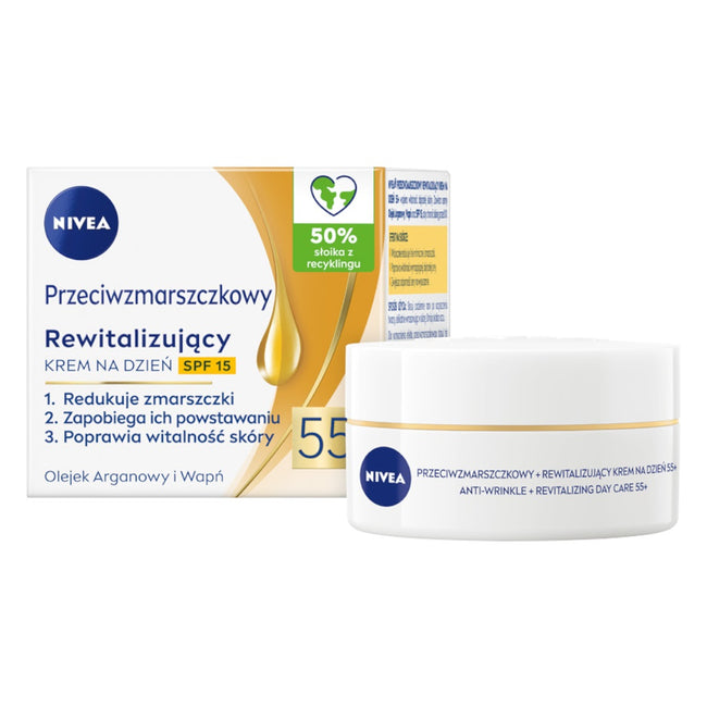 Nivea Przeciwzmarszczkowy + Rewitalizujący krem na dzień SPF15 55+ 50ml