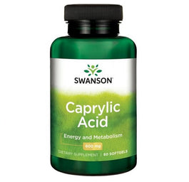 Swanson Caprylic Acid 600mg suplement diety wspierający metabolizm i zwiększenie energii 60 kapsułek