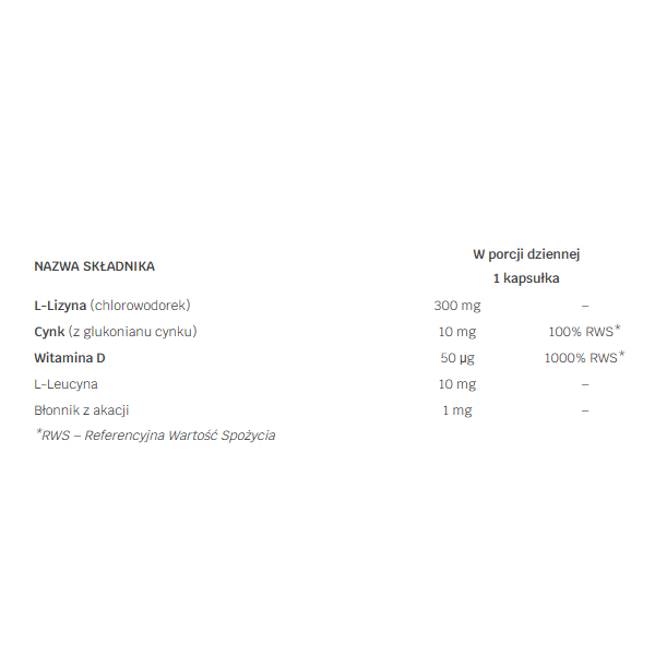 LABS212 L-Lysine Plus suplement diety 45 kapsułek