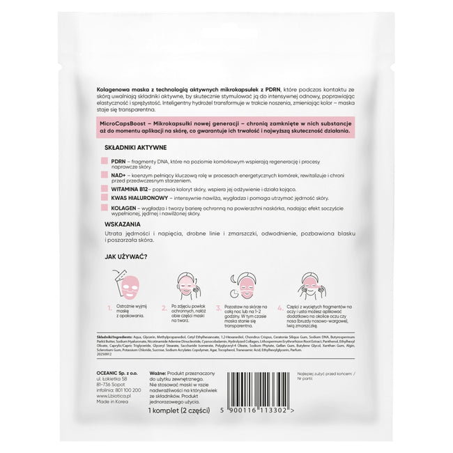 L'biotica Maska kolagenowa z PDRN w mikrokapsułkach Napięcie i Ujędrnienie 1szt.