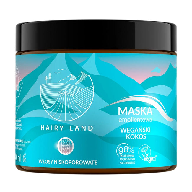 Hairy Land Maska emolientowa do włosów niskoporowatych Wegański Kokos 400ml