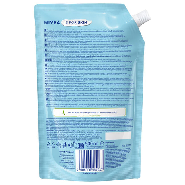 Nivea Creme Soft żel pod prysznic opakowanie uzupełniające 500ml
