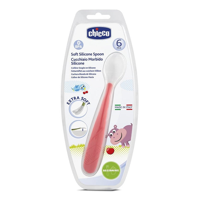 Chicco Miękka łyżeczka silikonowa 6m+ Bordowa