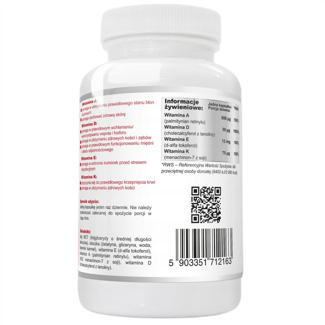 WISH Pharmaceutical Witamina ADEK Forte w oleju MCT suplement diety 120 kapsułek miękkich