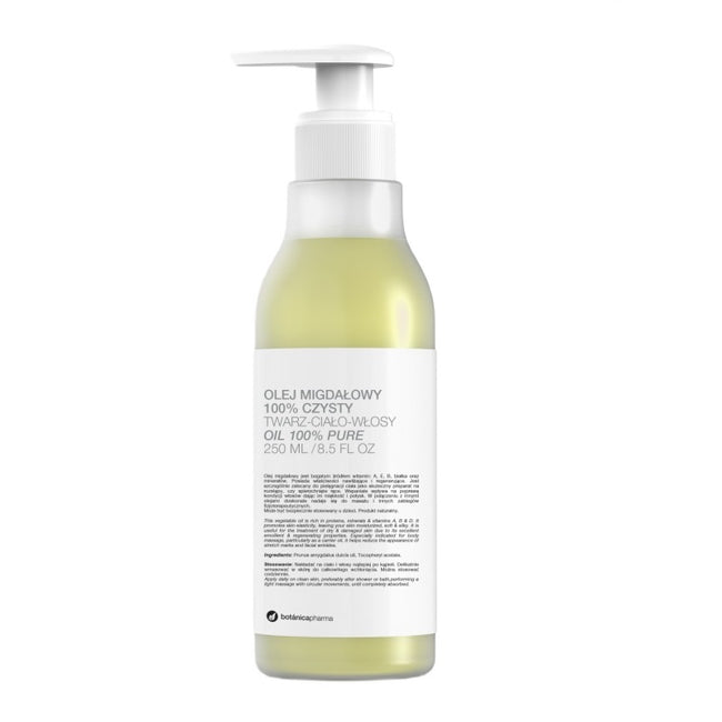 Botanicapharma Olej migdałowy 100% czysty do twarzy ciała i włosów 250ml