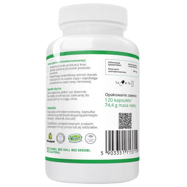 WISH Pharmaceutical PABA 500mg suplement diety 120 kapsułek